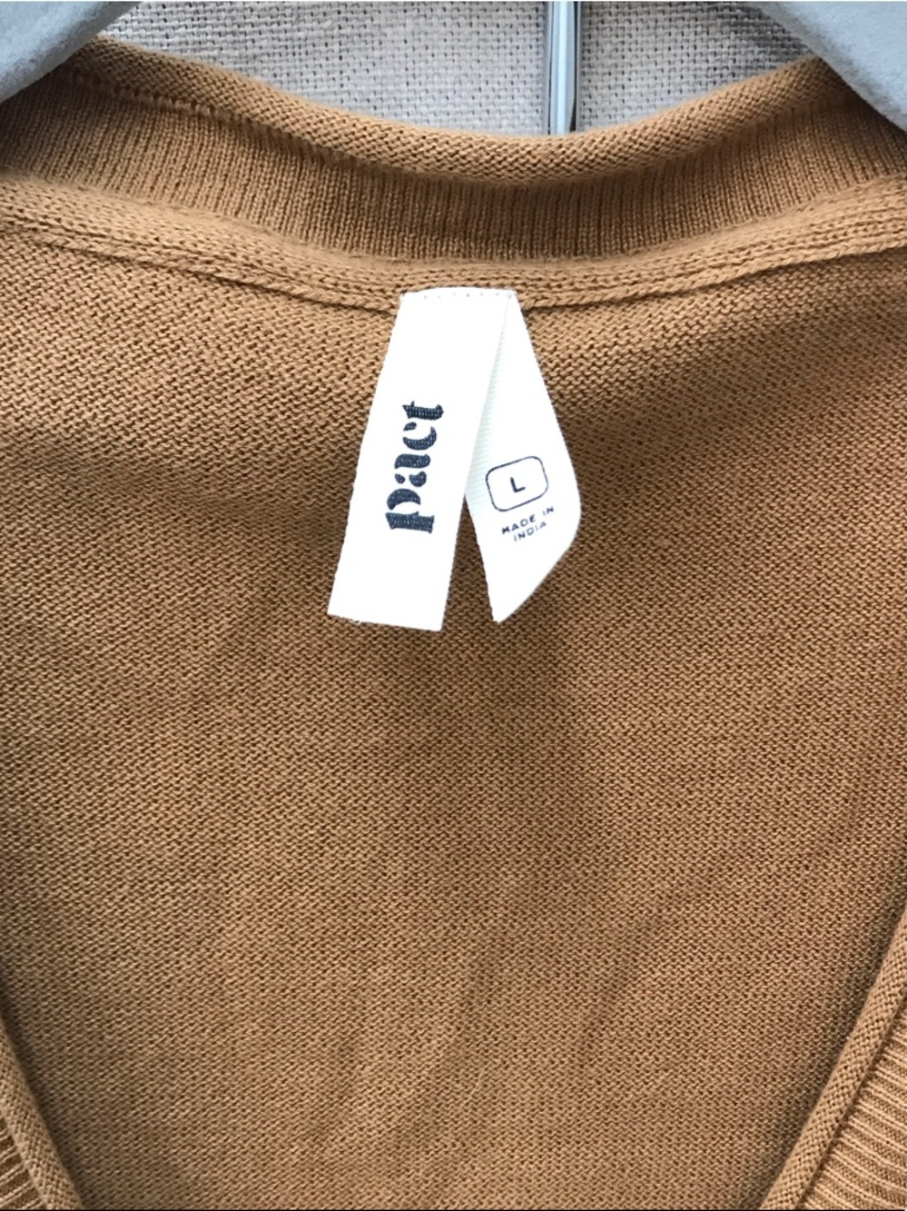 Pact Women's Camel/Tan V-Neck Button Cardigan - Picture 2 of 3